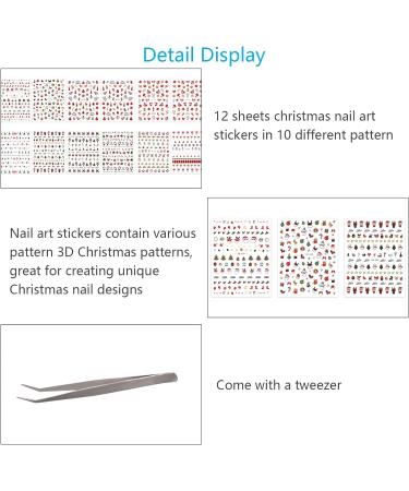 Shop Christmas Nail Stickers - 12 Sheets of Festive Nail Art for International Shipping - Buy Online on GoSupps.com