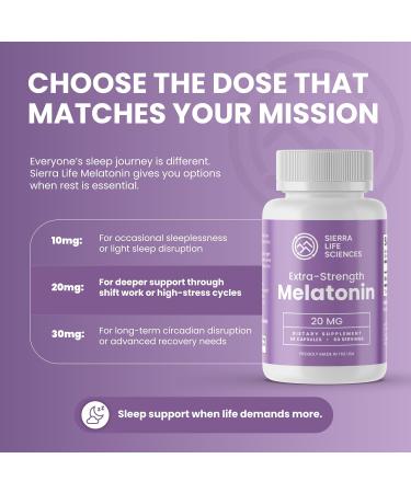 SIERRA LIFE SCIENCES 20 mg High Dosage Melatonin in Easy-to-Swallow Capsules - 60 Servings - Buy Online on GoSupps.com
