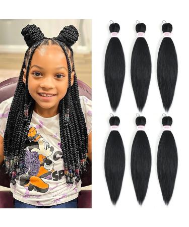 Braiding Hair 20 Inch 6 Packs Pre Stretched Braiding Hair Omber Braiding Hair Box Braids Crochet Hair MIRRA'S MIRROR Crochet Braids (1B) 20 Inch (Pack of 6) 1B-Rings