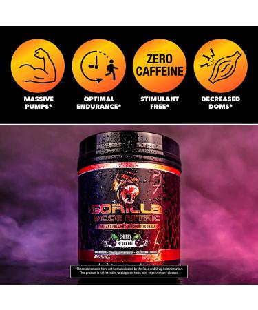 Best Tasting Gorilla Mode Nitric Stimulant Free Pre-Workout - Massive Pumps, Vasodilation, Power - 646g (Tigers Blood) - Buy Online on GoSupps.com