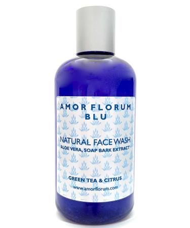 99% Natural FACIAL SOAP GEL - With ALOE VERA GREEN TEA & CITRUS - 250ml - by AMOR FLORUM BLU. Sulfate Free Paraben Free. Gently Cleanses. PH 5.5 for Sensitive Skin. Concentrated.