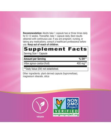 Nature's Way Vitex Fruit 400 mg | 320 Vegan Capsules for Hormonal Balance - Buy Online on GoSupps.com