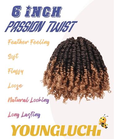Passion Twist Crochet Hair - 7 Packs Ombre Blonde Short Pre-twisted Hair Extensions - Buy Online on GoSupps.com