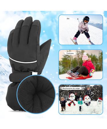 Buy Seyufn Waterproof Children s Winter Ski Gloves | Warm Fleece Lining | Ages 4-14 | Black - Perfect for Young Skiers - Buy Online on GoSupps.com