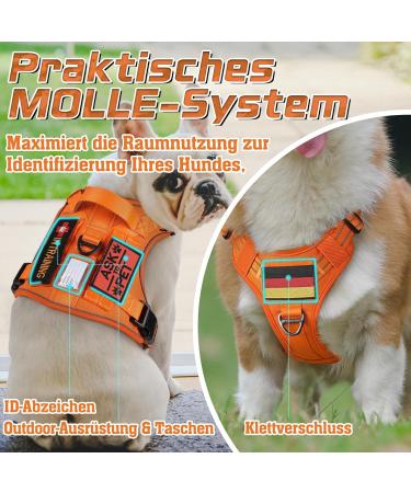 Rabbitgoo Tactical Dog Harness for Large Dogs - Adjustable Durable with Handles & Metal Buckles for Hiking - XL Orange - Buy Online on GoSupps.com