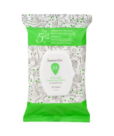Summers Eve Cleansing Cloths 32 Count Aloe Love (3 Pack)