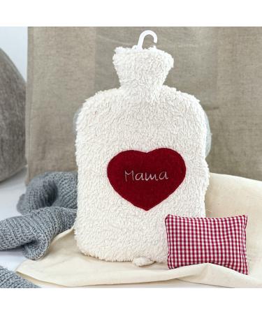 KO heat bottle MAMA from 8-Natur .Heat bottle 2 liters with herbal pillows and super soft plush cover made of kotex cotton plush lambskin.BS1970: 2012 certified
