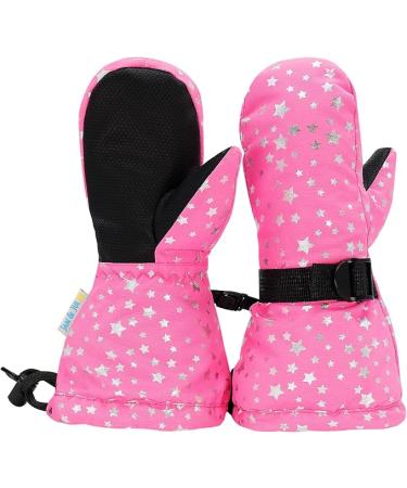 JAN & JUL Mittens for Baby Toddler Kids Gloves - Watermelon Pink Star - 2-4Y