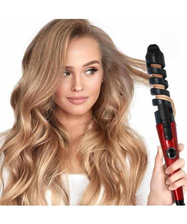 Spiral Screw Rod Electric Curling Iron - Constant Temperature Hair Care - Red Ceramic Glaze - 31.5x3.5cm - Buy Online on GoSupps.com