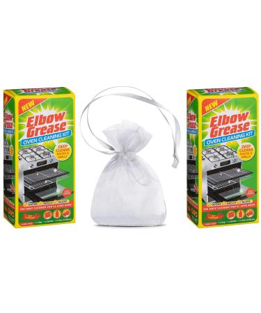 Elbow Grease Oven Cleaning Kit 500ml (Set Contains: 1 x Bottle 1 x Bag 1 X Pair of Gloves) 2Pk + Our Gift for You: Organza Bag Size: 9x7x0.1cm