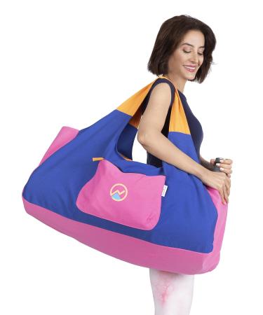 JoYnWell Large Yoga Mat Bag Carrier for Yoga Mats, Yoga Bolster, Yoga Block, Workout Stuff, Thick, 12 Oz Canvas Exercise Yoga Tote with Multi-Functional 4 Zipper Pocket Lapis-Bubblegum