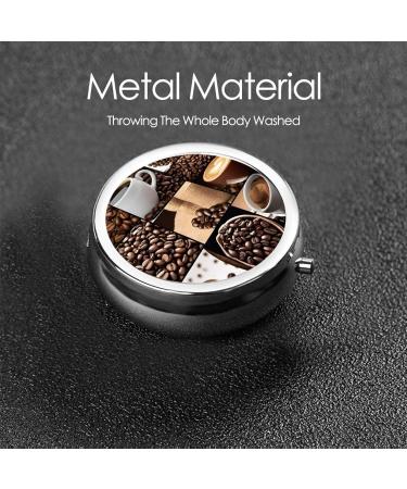 Buy Coffee Collage Printed Mini Round Pill Box - 3 Compartment Organizer for Travel Home & Office - Buy Online on GoSupps.com