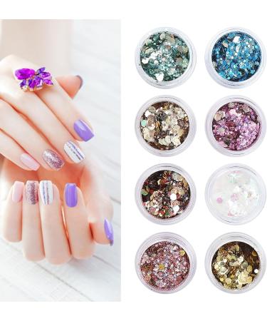Nail Glitter Flakes Mixed Nail Sequins Apply Directly 8 Boxes Glitter for Nails for Nail Salon for Family for Nail School for DIY Nail Art - Buy Online on GoSupps.com