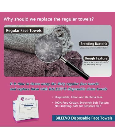 BILEEVO XL Disposable Face Towels - 50 Count Pack of 1 | 100% Cotton Face Wash Cloth for Makeup Removal and Cleansing - Buy Online on GoSupps.com