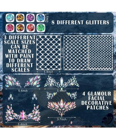Mermaid Costume for Women: Face Gems, Glitter, Stencils - Festival Party Makeup Kit - Buy Online on GoSupps.com