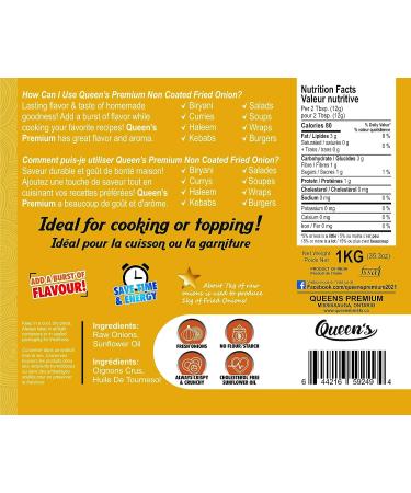 Queen's Non-Coated Crispy Onions - 100% Natural, Vegan, GMO & Gluten Free (2.2lb | 1.0kg) - Buy Online on GoSupps.com