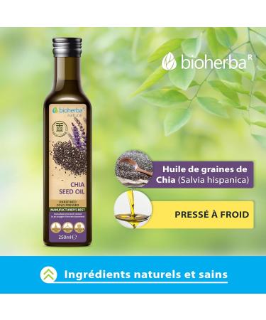 Huile de Graines de Chia 250 ml | Press e Froid & Non Raffin e Source Naturelle d Om ga-3 par BIOHERBA 1 Pi ces - Buy Online on GoSupps.com