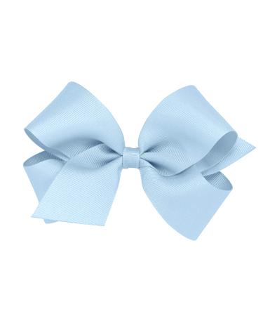 Wee Ones Girls' Classic Grosgrain Hair Bow on a WeeStay Clip with Plain Wrap Multiple Color and Size Options for All Hair Types Handmade Millennium Blue Medium