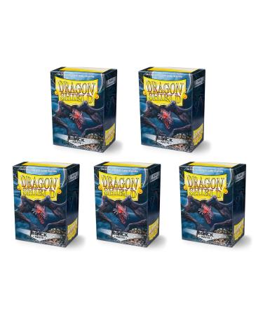 5 Packs Dragon Shield Matte Black Standard Size 100 ct Card Sleeves Value Bundle!