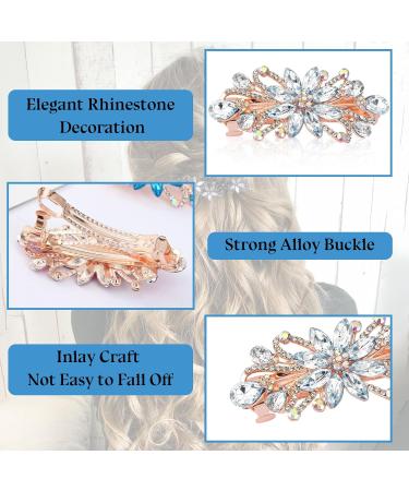 Flower Hair Clips Vintage Flower Hair Barrette Clips Bridal Wedding Hair Pins Sparkly Rhinestone Hair Clips Metal Spring Hair Barrette Clips for Women and Girls (White) - Buy Online on GoSupps.com