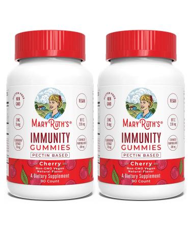 Elderberry Gummies with Vitamin C | 5 in 1 Immune Support Gummies | Immune Defense Gummy Vitamins | Elderberry with Zinc and Vitamin C for Adults & Kids | Vegan | Non-GMO | Cherry | 90 Count | 2 Pack