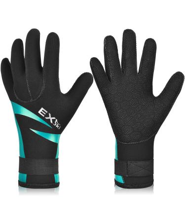 EXski Diving Gloves, 3mm Neoprene Wetsuit Gloves for Scuba Diving Snorkeling Kayaking Paddling Men Women Blue Large