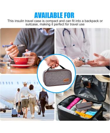 Insulin Cooler Travel Case with Ice Packs - Portable Diabetic Organizer Bag (Grey) - Buy Online on GoSupps.com