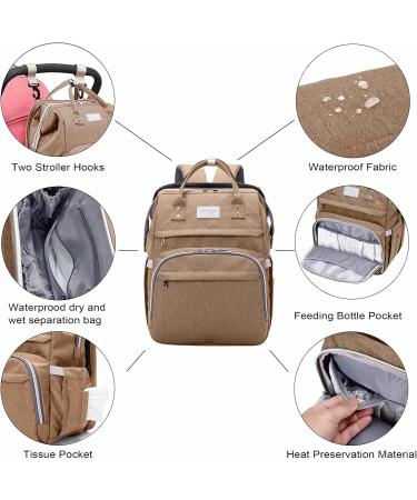 SndMor Wrap Bag Backpack - Multifunctional Diaper Bag with Bed Function & Stroller Hook | Ideal for Moms & Dads | Khaki - Buy Online on GoSupps.com