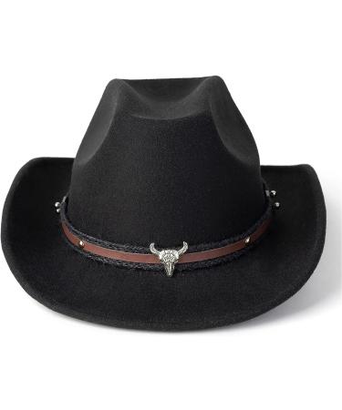HUDANHUWEI Wide Brim Cowboy Hat in Z-Black - Men's and Women's Vintage Pinch Front Cowgirl Hat - Buy Online on GoSupps.com