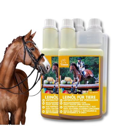 Emma linseed oil horses 2x1l for dogs cats i barf oil I linen oil horse omega 3 oil 3 6 fatty acids i feed oil animals linseed oil cold -pressed for the animal shiny fur digestion fur change
