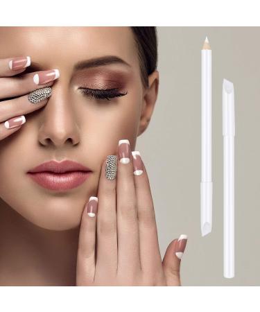 12-Piece White Nail Whitening Pencils with Cuticle Pusher - DIY French Nail Design Manicure Supplies - Buy Online on GoSupps.com