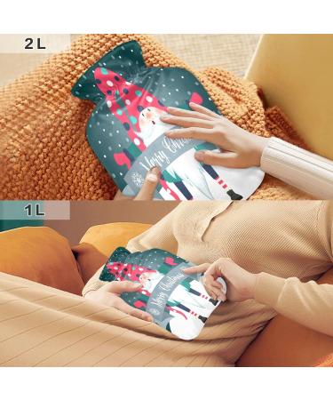 Merry Christmas Hot Water Bottle - 2 Litre Fleece Cover for Hot & Cold Compresses | International Shipping Available - Buy Online on GoSupps.com