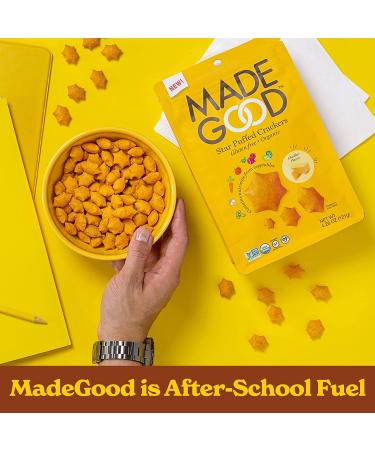 Made Good Cheddar Star Puffed Crackers | Gluten Free & USDA Organic | 6 Bags (4.26 oz Each) | Contains One Full Serving of Vegetables | Nut & Allergen Free Snacks - Buy Online on GoSupps.com