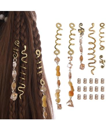 FRDTLUTHW Tassels Hair Jewelry for Braids Snake Dreadlock Accessories Gold Hair Cuffs for Women Girls(pack of 21) 21Pcs Gold Champagne - Buy Online on GoSupps.com