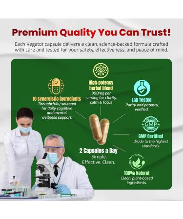 VEGATOT Premium Organic Bacopa Monnieri Complex 10-in-1 Formula with Magnesium, Vitamin B6, L-Theanine, Alpha-GPC & Ashwagandha Supports Memory, Focus & Clarity 150 Capsules 150 count (pack of 1) - Buy Online on GoSupps.com