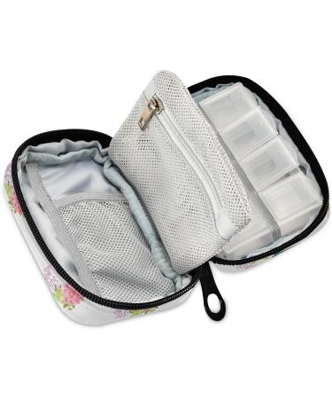 Watercolor Flower Hummingbird Pill Box - Travel Pill Organizer & Vitamin Case with Zipper - Buy Online on GoSupps.com