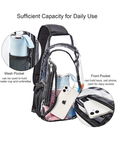Clear PVC Sling Bag: Stadium Approved Crossbody Backpack in Black - Buy Online on GoSupps.com
