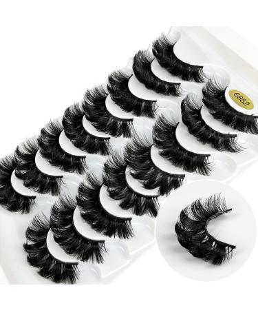 KOKAY False Eyelashes Russian Strip Lashes Faux Mink Lashes 8 Pairs DD Curl Reusable Fluffy 3D Fake Eyelashes Thick Soft Waterproof for Gift (K002 15MM)