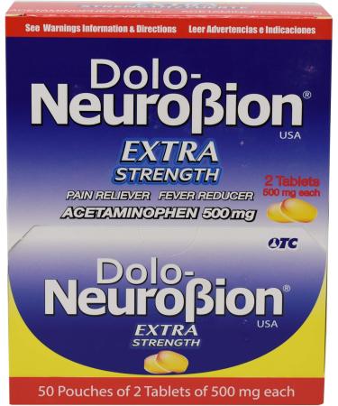 Neurobion Dolo Pain Reliever Fever Reducer Extra Strength Fuerte Alivia el Dolor Reduce la Fiebre Dispenser 50 x 2 Tablets - Buy Online on GoSupps.com