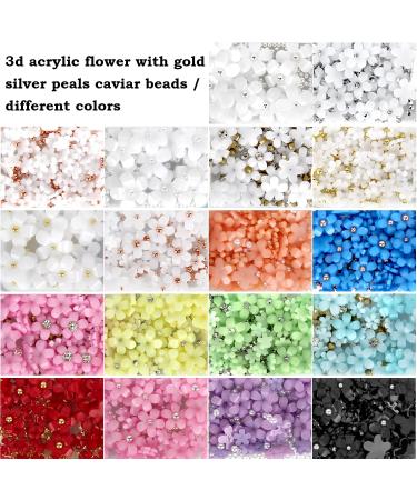 3D Flower Nail Charms Set with Rhinestones & Tweezers - Spring Blossom Petal Design for DIY Nail Art Decorations - Buy Online on GoSupps.com