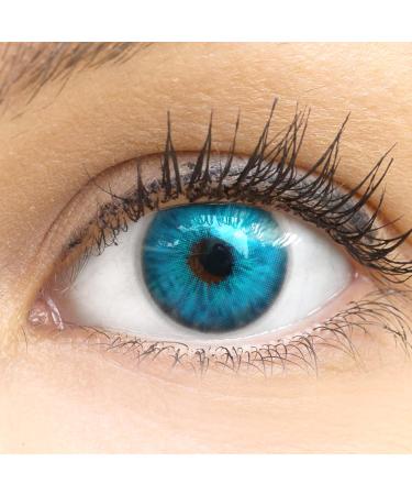 Contact lenses colored 'Madrid Blue' without strength Colored blue monthly lenses soft lentils soft hydrogel 2 pieces color lens + lens container 0.0 diopttries natural colors series