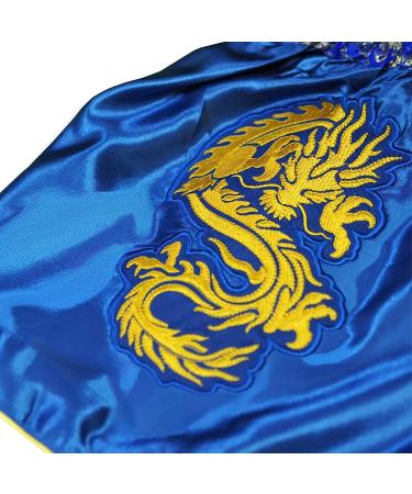 Siamkick Dragon Muay Thai Shorts - High Grade MMA Fight Clothing for Men and Women, Boxing & Kickboxing Trunks, X-Large Blue Dragon - Training and Workout Gear - Buy Online on GoSupps.com