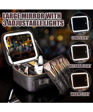 Extrei Gent Makeup Travel Train Case with LED Light | Adjustable Brightness & Partition | Waterproof Cosmetic Bag for Women - Black - Buy Online on GoSupps.com