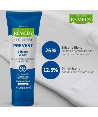Medline Remedy Silicone Cream 2 fl oz (24 Pack) | Unscented, Paraben-free Skin Care for Dry Cracked Skin | Hypoallergenic Formula for All Ages - Buy Online on GoSupps.com