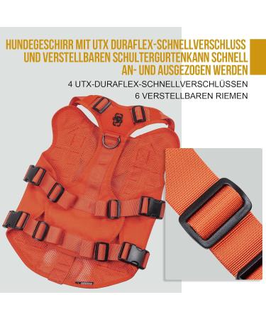 Oneigris No-Pull Dog Harness - Adjustable Aire Mesh Comfort Vest for Large/Medium Dogs | Ultra Breathable & Safe with 2 Handles - Size M (Neck: 40-58cm Breast: 60-81cm) - Orange - Buy Online on GoSupps.com