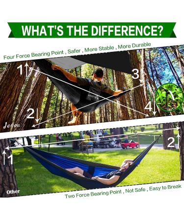 Camping Hammock with Rainfly Tarp & Mosquito Net - Portable Nylon Hammock Bundle for Outdoor & Indoor Use - Holds 772lbs - Buy Online on GoSupps.com