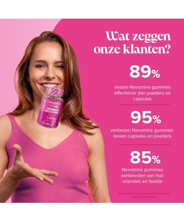 Multivitamin Gummies & Minerals for Women with Marine Collagen & Hyaluronic Acid 23 Vitamins Minerals Botanicals & Probiotics Vitamin C A D B Biotin & Zinc 60 Gummies Novomins - Buy Online on GoSupps.com