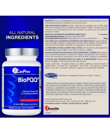 CanPrev - BioPQQ Supplement 60 v-Caps - PQQ Pyrroloquinoline Quinone for Memory Support Heart Health Healthy Aging and Cognitive Health - Antioxidant Supplement - Buy Online on GoSupps.com
