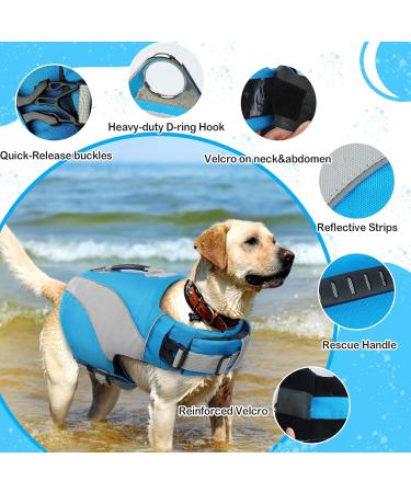 Premium W Up Dog Life Vest - Ripstop Float Coat for Small to Large Dogs | Swimming Training & Safety - Reflective with Rescue Handle - Blue - Buy Online on GoSupps.com