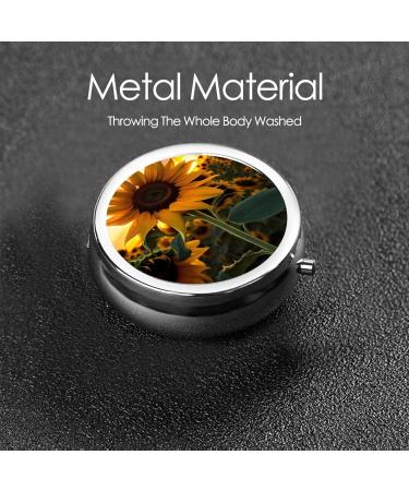 Farm Sunflower Round Pill Box Organizer - 3 Compartment Portable Travel Pill Box for Purse & Pocket - Buy Online on GoSupps.com